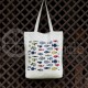 Printed semi-linen shopping bag "Small fish"